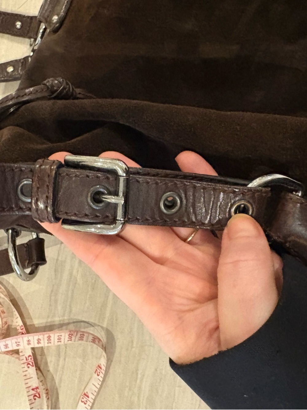 FINAL SALE - Dolce and Gabbana brown suede bag - Picture 5 of 12